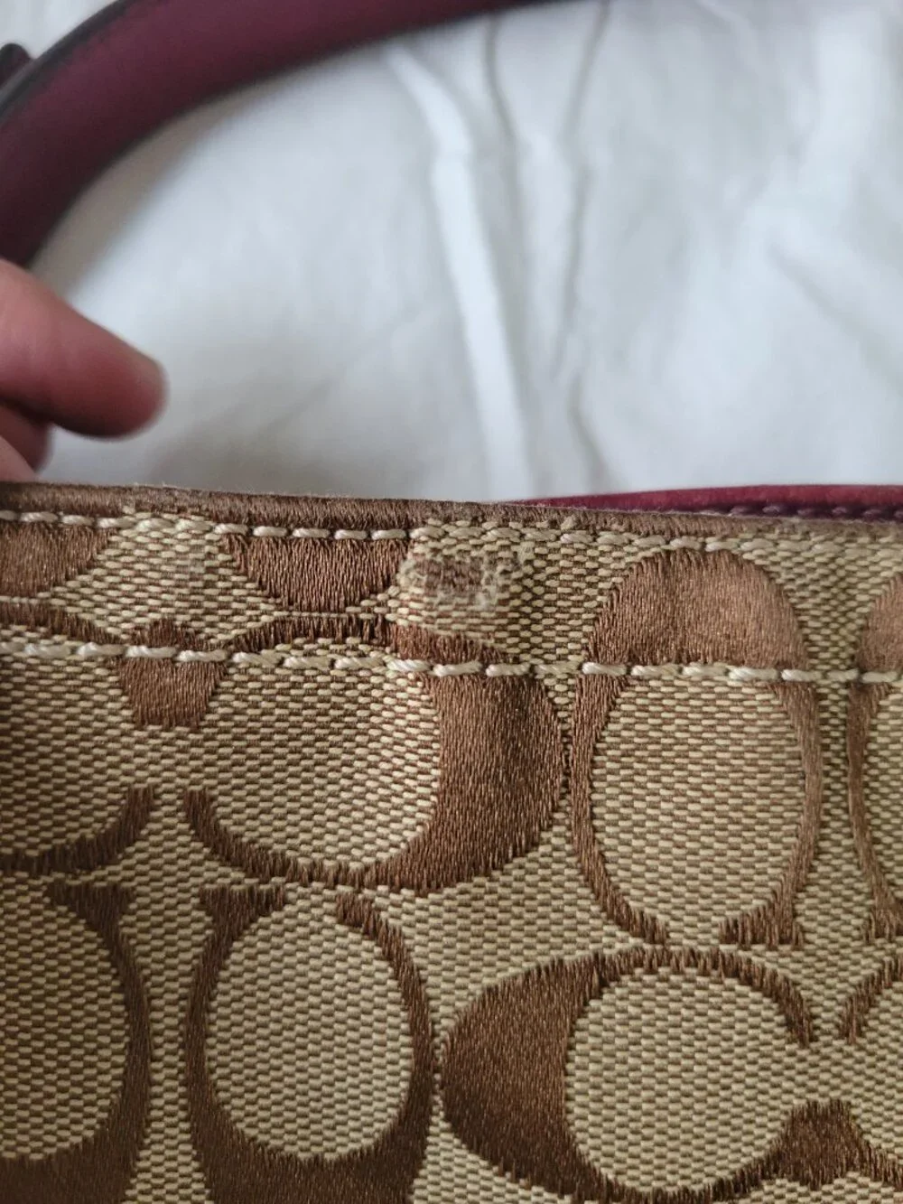 Coach Y2K Soho Signature Canvas Burgundy Saddle Leather Shoulder Bag Vintage 200 - Picture 8 of 11
